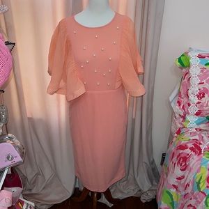 Peach and pearl cocktail dress